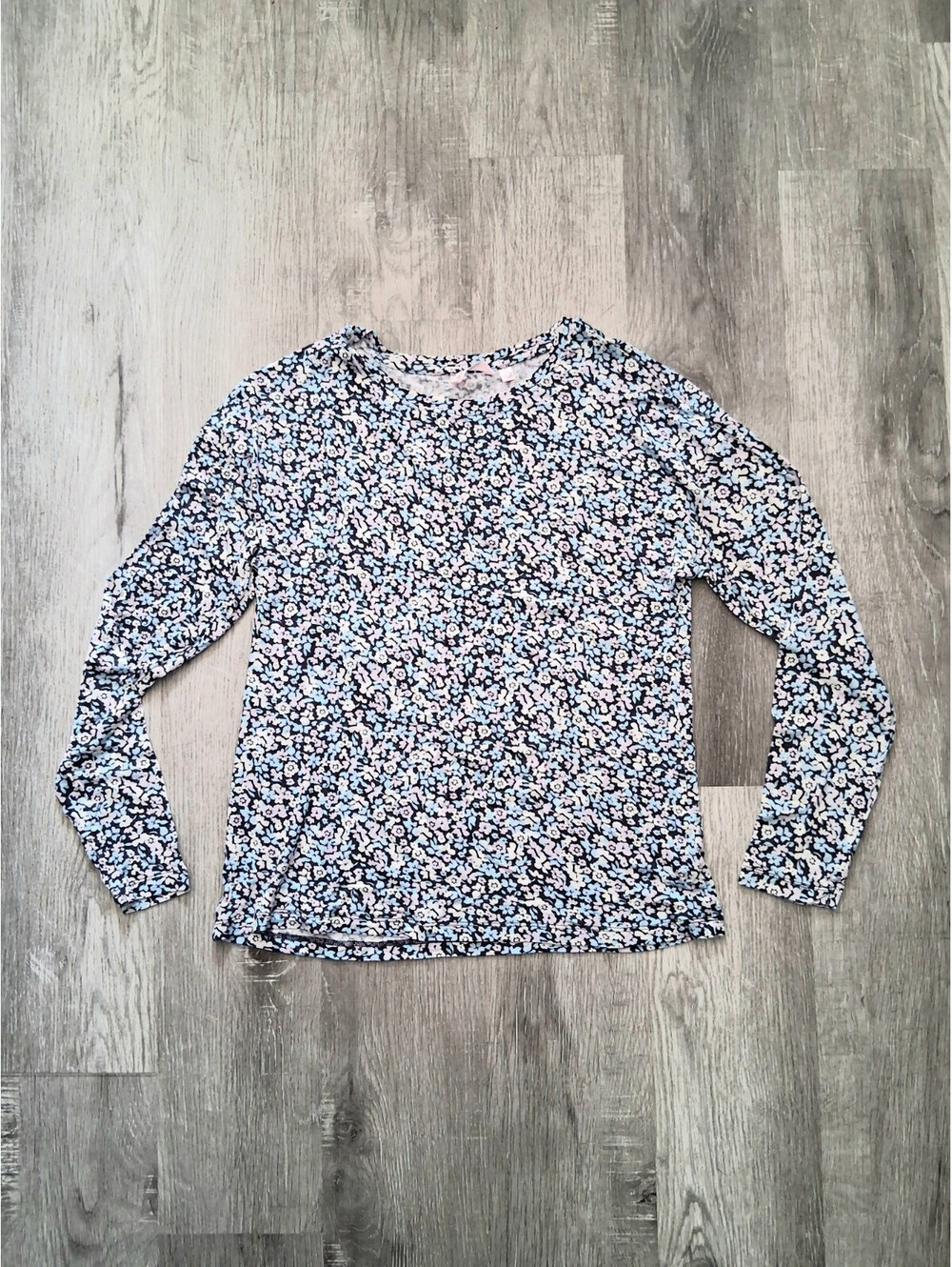 Victoria's Secret Small Pink Floral Long Sleeve Tee Rayon Blend Crew Neck Top